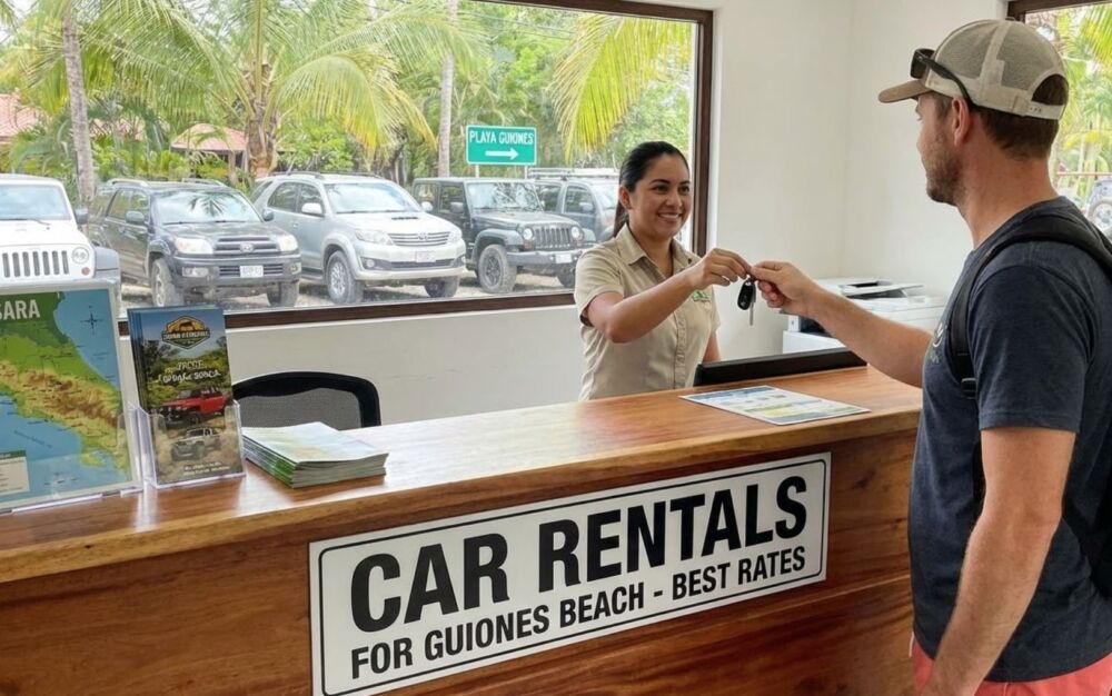 Where Can I Find Car Rental Services for Traveling to Guiones Beach?